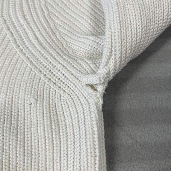 Zara Sweater Mens Medium White Ribbed Quarter Zip Pullover Cotton Knit Bulgaria - Picture 10 of 12